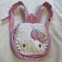 Nhật Bản Thời Trung Cổ hellokitty Hồng Kẻ Sọc Túi Đi Học Dễ Thương Ngọt Ngào kt Mèo Thêu Ba Lô Ba Lô Túi Học Nhỏ