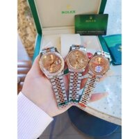 [Nhật Nam Watch] Đồng hồ đeo tay, đồng hồ nam nữ ROLEX dây demi mặt vàng hồng, viền đá cao cấp, full box, giá rẻ