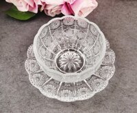 (NHC) Bộ 4 bát pha lê thuỷ tinh kèm đĩa lót M75 ( Bát 10.7cm + đĩa 14.3cm) – Bộ