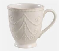 (NHC) Cốc sứ có quai Lenox French Perle 355ml, hoạ tiết cườm màu trắng – cái
