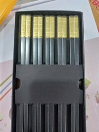 (NHC) Set 10 đôi đũa kháng khuẩn cao cấp 02, đầu đũa bọc hợp kim họa tiết, chống nấm mốc và chịu nhiệt cao, màu vàng (27.3cm) – bộ