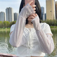 Nhẹ nhàng cổ tích gió ren Chống nắng tay băng mỏng lái xe chống nắng tay áo rộng nữ băng lụa cuff mùa hè thoáng khí