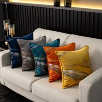Nhẹ Sang Trọng Gối Jacquard Phong Cách Bắc Âu Nhà Đệm Hộ Gia Đình Vuông Sofa Đệm Đầu Giường Tựa Lưng Satin Gối