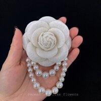 Nhẹ Sang Trọng Thanh Lịch Hàn Quốc Corsage Vintage Camellia Len Ngọc Trai Hoa Hồng Thổ Cẩm