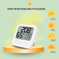 Nhiệt kế để phòng điện tử đo độ ẩm, Máy đo nhiệt độ phòng cho bé xem giờ đa năng tiện dụng