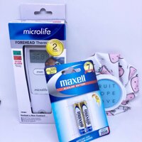 Nhiệt kế đo trán Microlife FR1MF1 đo nhanh 1 giây không cần chạm tặng kèm 1 bộ pin và 1 túi chườm nóng lạnh