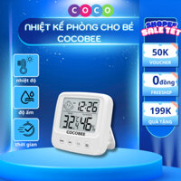 Nhiệt kế phòng cho bé dùng đo nhiệt độ, độ ẩm, xem được thời gian và có đèn nhỏ gọn cho mẹ