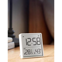 Nhiệt kế phòng đo nhiệt độ, độ ẩm, kèm đồng hồ báo thức, màn hình mỏng