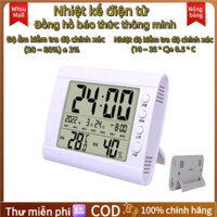 Nhiệt kế ướt và khô điện tử đồng hồ báo thức nhỏ hiển thị kỹ thuật số thời gian nhiệt độ và nhiệt độ - Hàng mới về