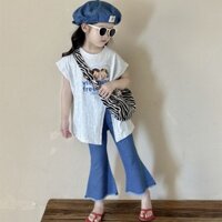 [Nhiều chương trình khuyến mãi] Bộ đồ mùa hè cho bé gái Áo thun thông thường Hàn Quốc dành cho bé Thời trang dáng rộng tay ngắn Quần áo trẻ em Hàn Quốc chính hãng 5