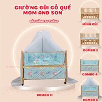 (Nhiều Combo) Giường Cũi Cho Bé MOM AND SON-Kích Thước (110x70x96)- Gỗ Quế Màu Tự Nhiên Xuất Khẩu-Bảo Hành 24 Tháng