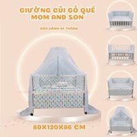 (Nhiều ComBo)Giường Cũi Trẻ Em MOM AND SON( 80x120x86 cm)-Gỗ Quế Tự Nhiên Xuất Khẩu Màu Trắng-BH 24 Tháng.