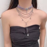 Nhiều Lớp Ngọc Trai Tua Rua Vòng Cổ Nữ Vòng Cổ choker Xương Đòn Dây Xích Phụ Kiện Cao Cấp Ánh Sáng Sang Trọng Niche Trang Sức 3.25