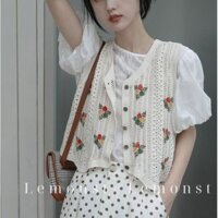 Nhiều Mẫu- Áo Gile Len Móc Thêu Hoa Nữ Tính Boho Lemonst