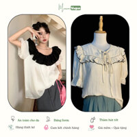 [Nhiều mẫu] Áo kiểu bèo nhún cộc tay xuất Hàn áo sơ mi trắng thời trang thiết kế Minami Vogue (Lưu Mã KM trong SP)