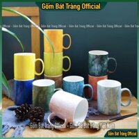 [NHIỀU MÀU] Cốc quai C men vân đá 350ml, ly sứ uống nước, trà, cafe Bát Tràng nhiều màu lựa chọn