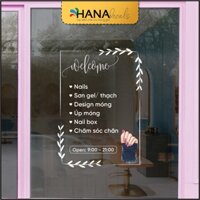 [NHIỀU MẪU] Decal Dán Cửa Kính Giờ Mở Cửa Tiệm Nail Decan dán Opening Hours, FREE Thiết Kế - NAOH