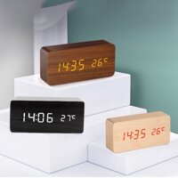 [Nhiều màu] Đồng Hồ Để Bàn Gỗ Đèn Led Hình Chữ Nhật - BÁO THỨC, CÓ NHIỆT KẾ DH003 - Hàng mới về