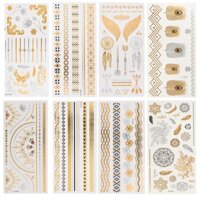 [NHIỀU MẪU] Hình xăm dán nhũ ánh kim nghệ thuật 3D họa tiết henna 21*15cm Legaxi