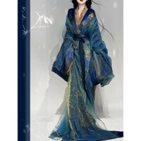 Nhiều Màu Sắc Chiến Tranh Hoa Áo choàng Hanfu Trang Phục Nữ Siêu Cổ Tích Ngựa Núi Lăng Mộ Phục Hồi Phong Cách Thẳng Độc Đoán Độc Đoán Kéo Siêu