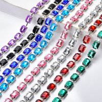 Nhiều Màu Sắc Hình Chữ Nhật Acrylic Handmade Kim Cương Dây Xích DIY Quần Áo Dây Đeo Vai Kim Cương Dây Xích Vuốt Kim Cương Phụ Kiện Trang Sức