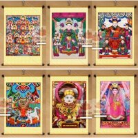 [NHIỀU MẪU] Tranh Tứ Phủ treo tường 40x60cm có nẹp 2 đầu, chất liệu vải bóng cao cấp