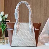 [Nhiều Màu] Túi Xách Michael Kors Túi MK Charlotte Large Logo and Leather Top-Zip Tote Bag
