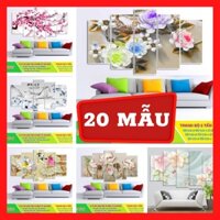 [NHIỀU MẪU]Tranh treo tường - Tranh trang trí - Hoa 3D 5 tấm - Gỗ MDF cao cấp - Chống ẩm mốc H09