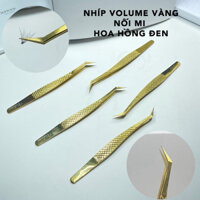 Nhíp hoa Hồng đen nối mi Volume màu vàng Pakistan _dụng cụ nối mi