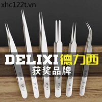 Nhíp Inox Delixi Khuỷu Tay Mịn Nhọn Chống Tĩnh Điện Nhíp Nhỏ Tổ Chim Chọn Tóc Mụn Kẹp Dụng Cụ Sửa Chữa