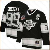 Nhl Los Angeles Kings Jersey Wayne Gretzky Áo thun đen dài tay Người hâm mộ thể thao Áo Plus Size