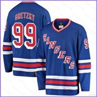 Nhl Wayne Gretzky Xanh New York Rangers Jersey Khúc côn cầu Áo thun dài tay Người hâm mộ Thể thao Áo Plus Kích thước