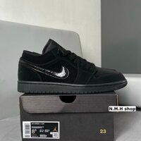 [N.H.M shop] Full Box + Tặng Kèm Tất | Giày Sneaker Jordan 1 Low Triple Black (2022)  BLACK/BLACK/BLACK 553558-093 (SC)
