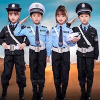Nhỏ cảnh sát trẻ em quân đội phù hợp với cosplay cô gái cậu bé trang phục ưa thích halloween cosplay giao thông cảnh sát đồng phục lễ hội đảng lực lượng đặc biệt