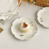 Nhỏ Daisy Bộ Đồ Ăn ins Phong Cách Đĩa Nhỏ Món Tráng Miệng Đĩa Gốm Gia Đình Đĩa Ăn Tinh Tế Đĩa Nhỏ Dễ Thương Đĩa Bánh