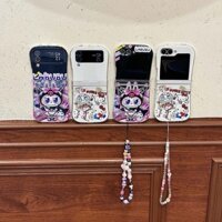 Nhỏ Đẹp Eo Tím Kurumi Mèo Kitty Dây TPU Dành Cho Samsung Galaxy Z Flip 6 5 4 3 5G Funda Ốp Lưng