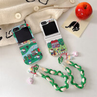 Nhỏ Đẹp Eo Xanh Mèo Kitty Búp Bê Treo Dây TPU Dành Cho Samsung Galaxy Z Flip 6 5 4 3 5G Funda Ốp Lưng