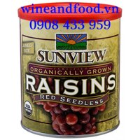 Nho khô đỏ không hạt Organic Sunview 425g
