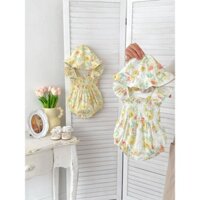 Nhỏ Tươi Hoa Bay Tay Bé Gái Siêu Dễ Thương Tam Giác Jumpsuit Jumpsuit VN3G