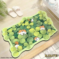 Nhỏ Tươi Màu Xanh Lá Cây Đặc Biệt Phòng Tắm Diatom Bùn Miếng Lót Vệ Sinh Hấp Thụ Nước Nhanh Khô Chân Thảm Lối Vào Cửa Thảm