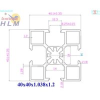 Nhôm định hình 40x40C | Nhôm định hình 4040