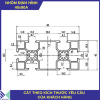 Nhôm định hình 40x80 các loại 6m - Mitatech