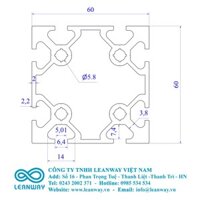 Nhôm định hình 60x60 (LWA-6060-2961-47) - Miễn phí cắt theo kích thước yêu cầu.