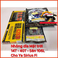 Nhông Dĩa Mặt Trời 14T-40T + Sên D.I.D đen 108L cho Sirius Fi