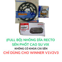 Nhông dĩa Recto sên DID phốt cao su VIX4 (sên zin Winner V3) gắn Winner V1V2V3. Không khoá cài sên