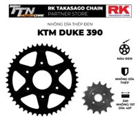 Nhông Dĩa RK cho xe phân khối lớn KTM Duke/RC 390, chất liệu: Thép mạ màu đen, độ dày Nhông Dĩa: 520