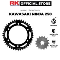 Nhông Dĩa RK Takasago chain cho xe phân khối lớn Kawasaki Ninja 250, chất liệu: Thép mạ màu đen, độ dày Nhông Dĩa: 520