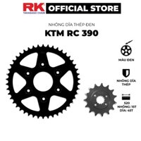 Nhông Dĩa RK Takasago chain cho xe phân khối lớn KTM RC 390, chất liệu: Thép mạ màu đen, độ dày Nhông Dĩa: 520