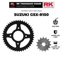 Nhông Dĩa RK Takasago cho xe máy Suzuki GSX-R150, chất liệu: Thép mạ màu đen, độ dày Nhông Dĩa: 428