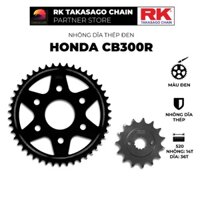 Nhông Dĩa RK Takasago cho xe phân khối lớn Honda CB300R, chất liệu: Thép mạ màu đen, độ dày Nhông Dĩa: 520